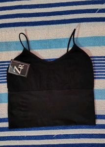 Black Ribbed Crop Top