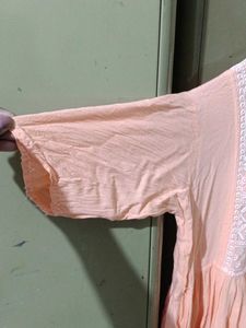 Peach Embroidered Kurta