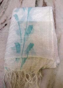 White Dupatta with Floral Print