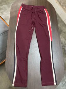 Burgundy Sweatpants with Side Stripes