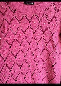 lara karen Chic Pink Pearl Knit Sweater