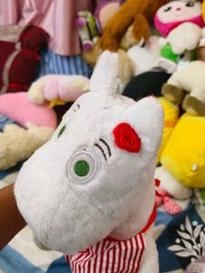 Cute Moomin Plush Toy with Red Striped Collar