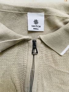 Snitch brand Men's Textured Zip Polo Shirt