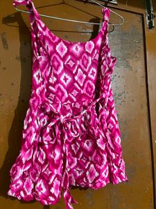Pink Floral Print Summer Dress