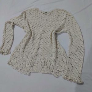 Cream Crochet Knit Cardigan🫧🩰