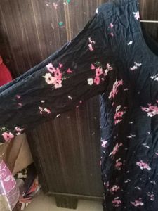 Black Floral Print Kurta for women
