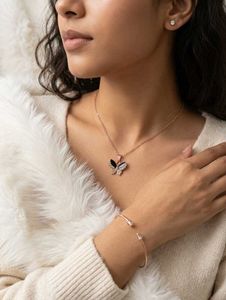 Butterfly Pendant Necklace &amp; Earring Set