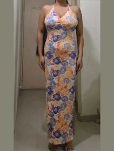 Floral Halter Neck Maxi Dress