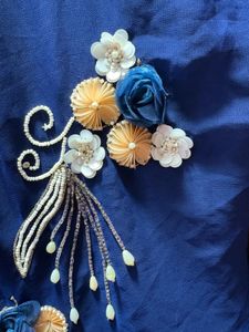 handwork  Blue Embroidered Kurta