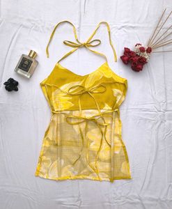 Chatpati summer backless halter top 💛