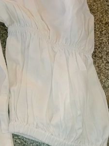 White one shoulder puff Top