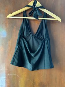 Black Halter Tankini Top
