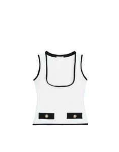 Chic White &amp; Black Trim Tank Top