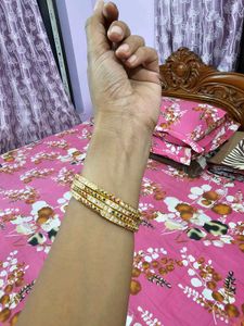 ✨ Elegant Gold-Toned Stone Bangles Set for Sale ✨