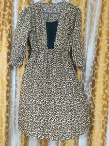 2 dresses Blue embroidery dress &amp; Cheetah print dr