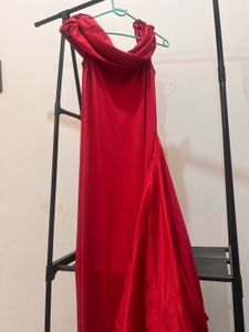 Elegant Off-Shoulder Red Gown