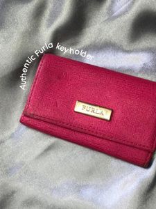Furla Pink Leather Key Holder Authentic