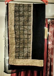 Georgette Black Saree with Gold Details &amp; blous