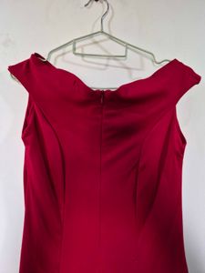 only 1 time used Elegant Red Gown with Floral Deta