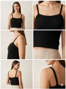 Combo of Black Cropped Knit Tank Top + yellow one