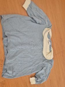 Light Blue Collared Long Sleeve Top