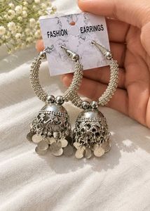 Oxidised Jhumka Earrings Set