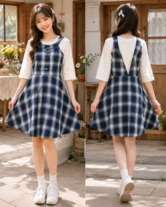 Plaid Midi Dress with Long Sleeves