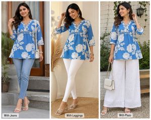 Stylish Blue Floral Kurti