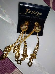2 Elegant Gold Dangle Earrings