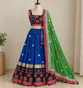 Blue Embroidered Lehenga Choli Set