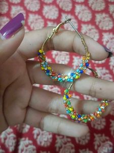 Boho Beaded Hoop Earrings