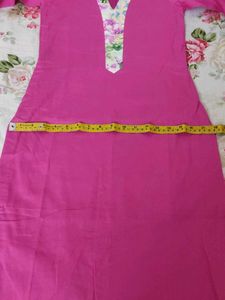 New unused Pink Kurta with Floral Neckline