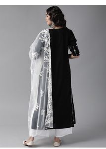 Elegant Black Embroidered Kurta Set with rich