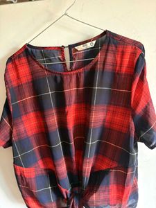 Chic Plaid Tie-Front Top