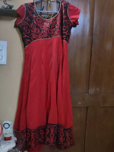 long embroidered kurta with mirror work
