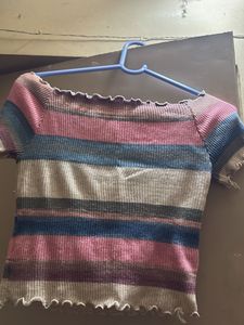 Striped Off-Shoulder Crop Top