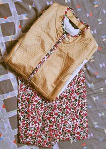 Women Cotton Rayon Kurta Palazzo Ethnic Jacket Set