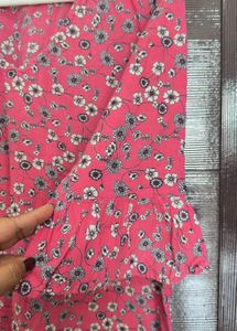 Anouk Pink Floral Print Kurta