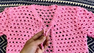 Pink Crochet Cardigan