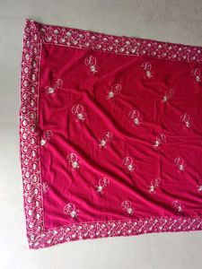Vibrant Pink Embroidered material