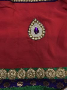 Beautiful Embroidered Red Saree