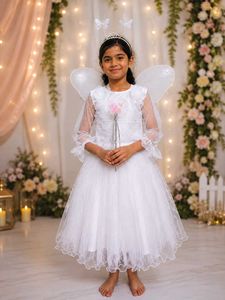 Beautiful White Fairy Dress for Girls with Wings a