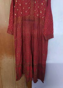 Elegant Red &amp; Gold Kurta