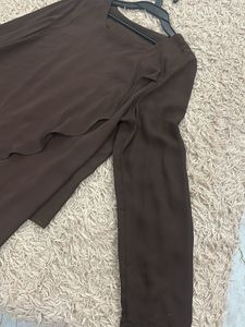 Elegant Brown Long Sleeve Top