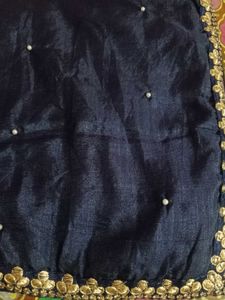 Elegant Navy Blue Saree with Gold Border