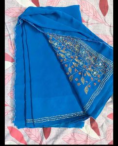 Sari With Beads Work