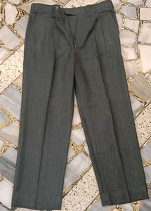 Men's Grey Striped Formal Trousers