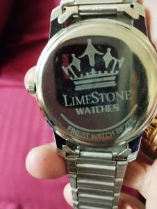 Analog Mens Watch,Day&amp; Date, Silver Metal Strap.