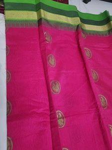 Elegant Pink &amp; Green Silk Saree
