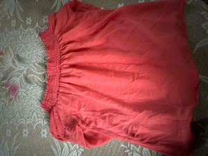 Coral Smocked Crop Top
